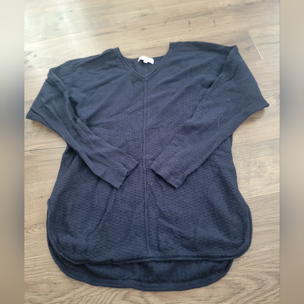 Part Two Navy Long Sleeve Textured Top Size XS